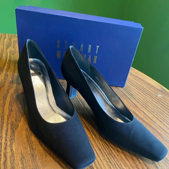 Stuart Weitzman square toe black pumps - Picture 2 of 5